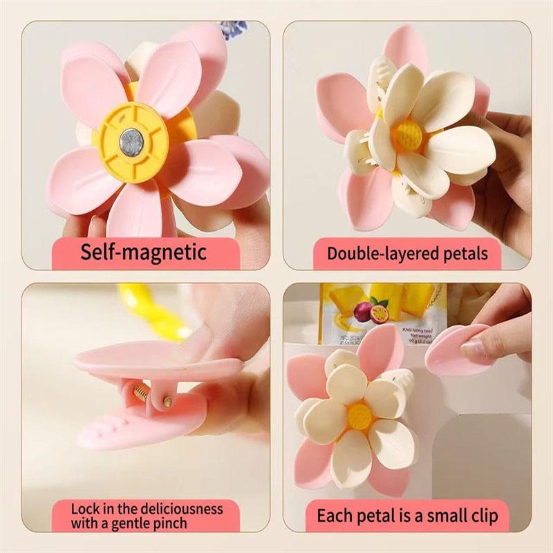Clipsuri Decorative Flori 3D pentru Pungi Alimentare Clips Sigilare Petale Clipsuri Magnetice Flori de Cireș Strat Dublu Sigilator Magnetic Alimente Petale