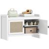 Shoe Bench with Doors Rattan Fronts Removable Shelf for Entrance or Bedroom 80x35x52 Cm White and Beige