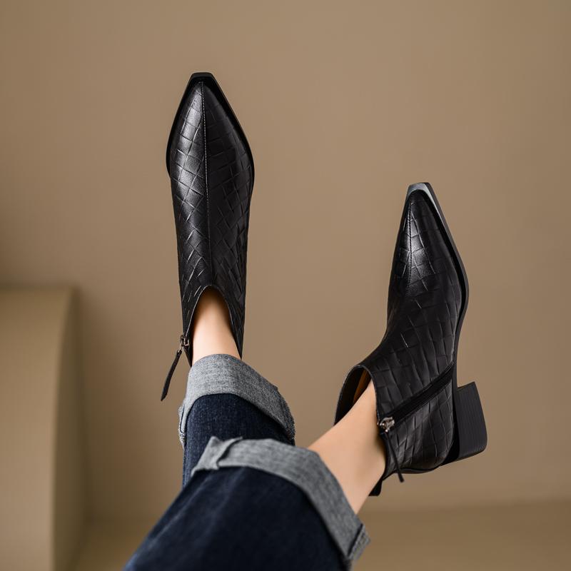 Fashion 2024 New Autumn Women Boots Pointed Toe Chunky Heel Boots for Women Winter Boots Short Boots