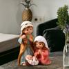 Cartoon Miniature Nativity Scene Statue Religious Home Decors Resins Holy Family Figurine For Christmas Celebration