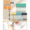 Nicpro Blocky Gear Metal Mechanical Pencil Set with Leather Case, 40PCS Art Drafting Pencil 0.5, 0.7, 0.9 & 2mm Lead Pencil with 352PCS (HB 2H 4H 2B