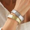 Real Gold Metal Feeling Diamond Striped Open Bracelet Fashion Personality Temperament Jewelry
