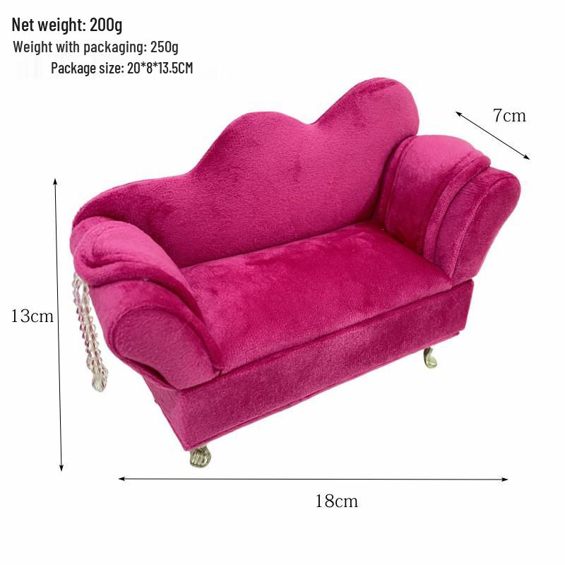 Dutch Velvet Jewelry Box: Sofa-Style Ornament & Ring Storage for 1:12 Dollhouse