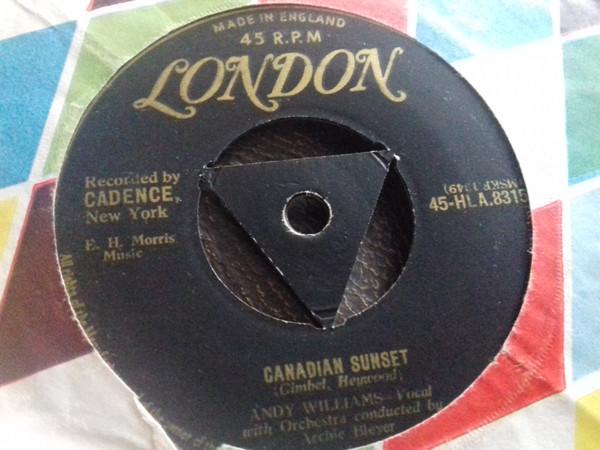 

7inch Record ANDY WILLIAMS - Canadian Sunset / High Upon A Mount HLA8315 London Records 1956 UK Jazz Used