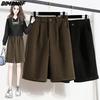 DIMANAF 2023 New Plus Size Women Autumn Winter Wool Thicken Wide Leg Pants Shorts Vintage Elegant Lady