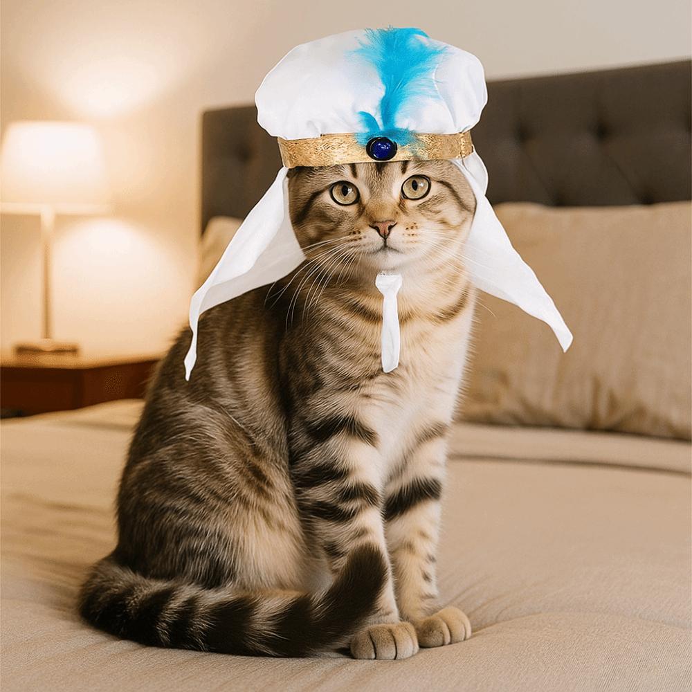 Cat Headscarf Adjustable Saudi Arabia Pet Hat Soft Sunshade Pet Headwear Fashionable Cat Decorative Hat Cosplay Party