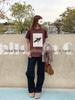 Women's 2026 Spring Cotton Terry Cloth Printed Short Sleeve T-shirt - A Touch of Blue