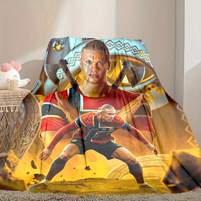 1 Stück Erling Haaland Decke, Home Bedruckte Überwurfdecke - Weiche Decke Geschenk für Familie, Waschbare Sofa Bettdecke