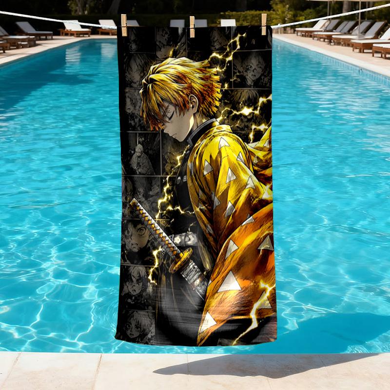 Demon Slayer Print Beach Towel Design, Soft, Lightweight. for Home Bathroom, Spa, Pool, Yoga, Surfing, Camping, Gift for Family, Friend