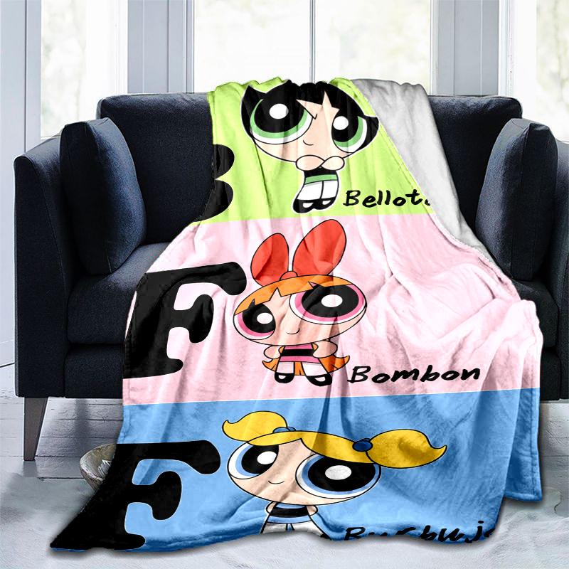 1PC The Powerpuff Girls printed blanket, all season lightweight home office outdoor nap multifunctional blanket A2