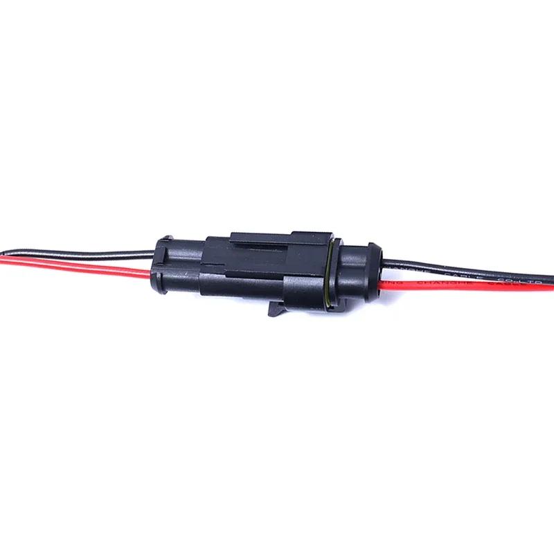 16 AWG Waterproof Automotive Male Female Electrical Connectors Plug 2-Pin Way with Wire for Car Motorcycle Scooter Marine