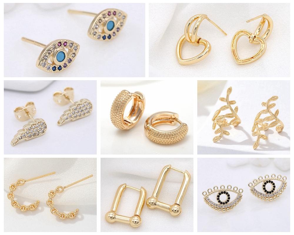 Gold Plated New Trendy Beautiful Flower Classic Post Earrings Hook For Women Stud Earring Female Jewellery Making