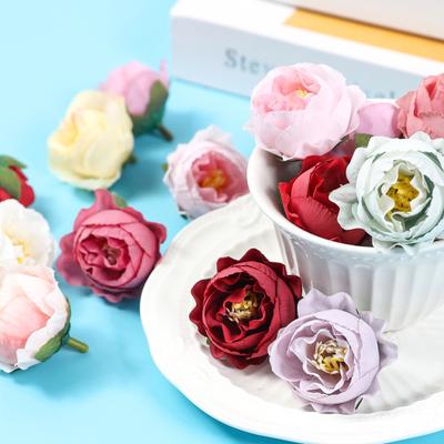 10 Unidades 4,5cm Cabeça de Flor Artificial Retro DIY Realista Decorativa Artesanato Falso Rosa