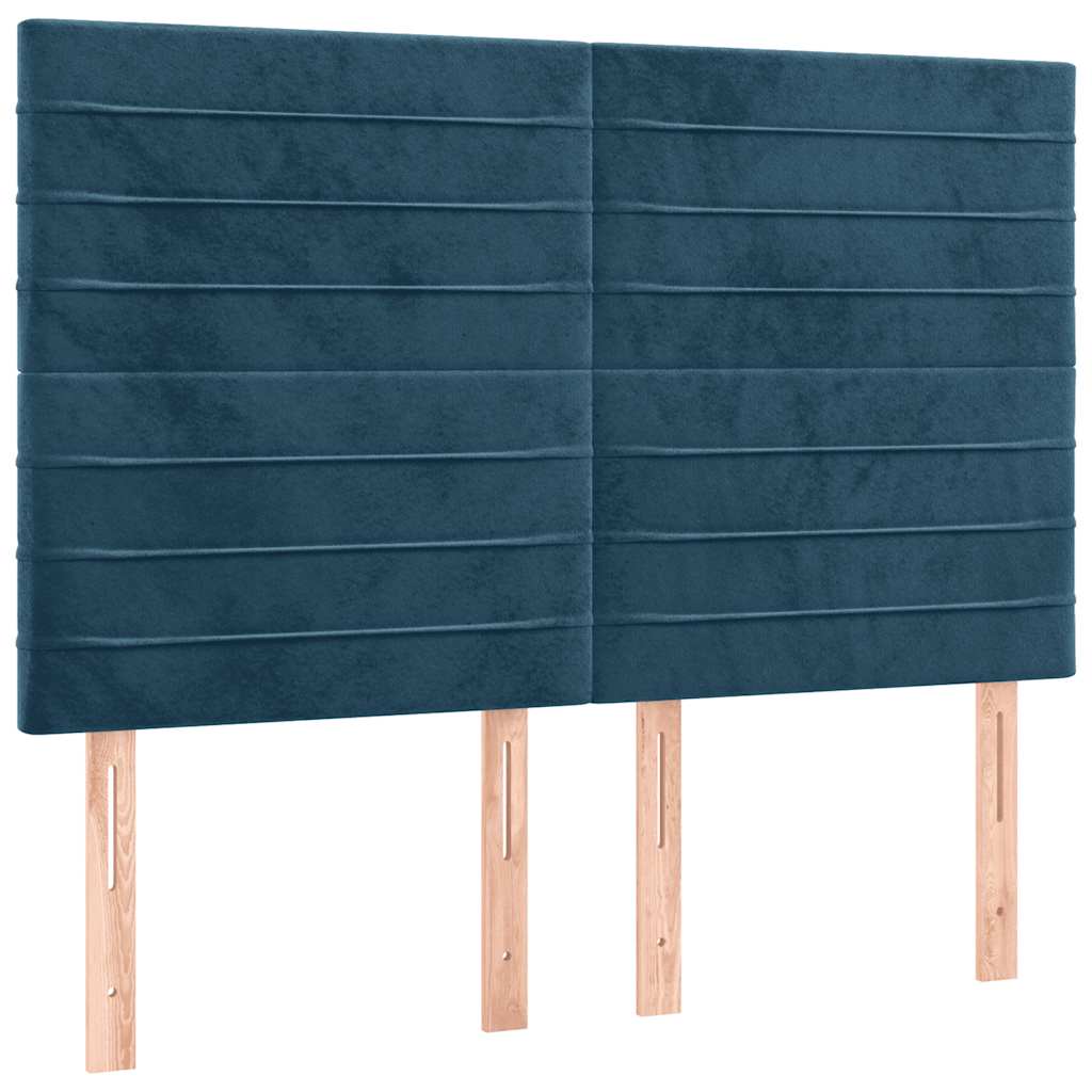 Box Spring Bed with Mattress Dark Blue 140 x 190 cm Velvet