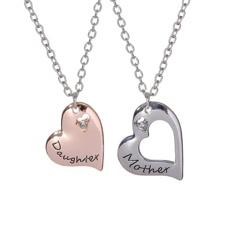 

Mother s Day Family Love Jewelry Hollow Out Heart Mother And Daughter Crystal Necklace Set For 2 Grandma and Granddaughter Chain 45cm