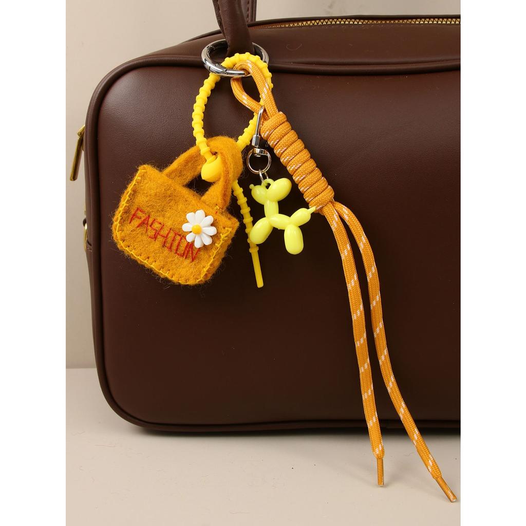 Ins wind wool felt mini bag cute balloon dog braided rope bag pendant versatile keychain car hanging