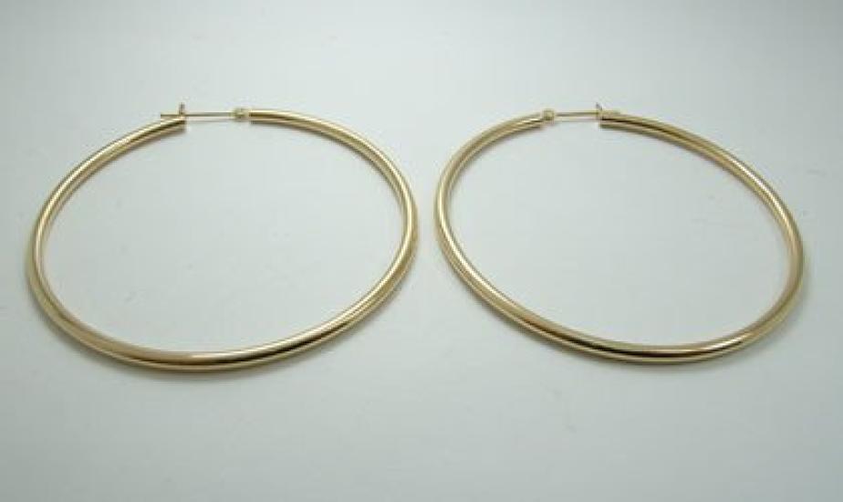 Schmuck Kotobuki Creolen Rohrgröße 2 mm x 50 mm Creolen 18 Karat 18 K K18 Gold für beide Ohren und Poliertuch-Set von (Ohrringe 2)