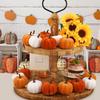 16pcs Velvet Artificial Pumpkin Decor Desktop Pumpkin Ornament Autumn Fall Thanksgiving Harvest Festival Halloween Decoration