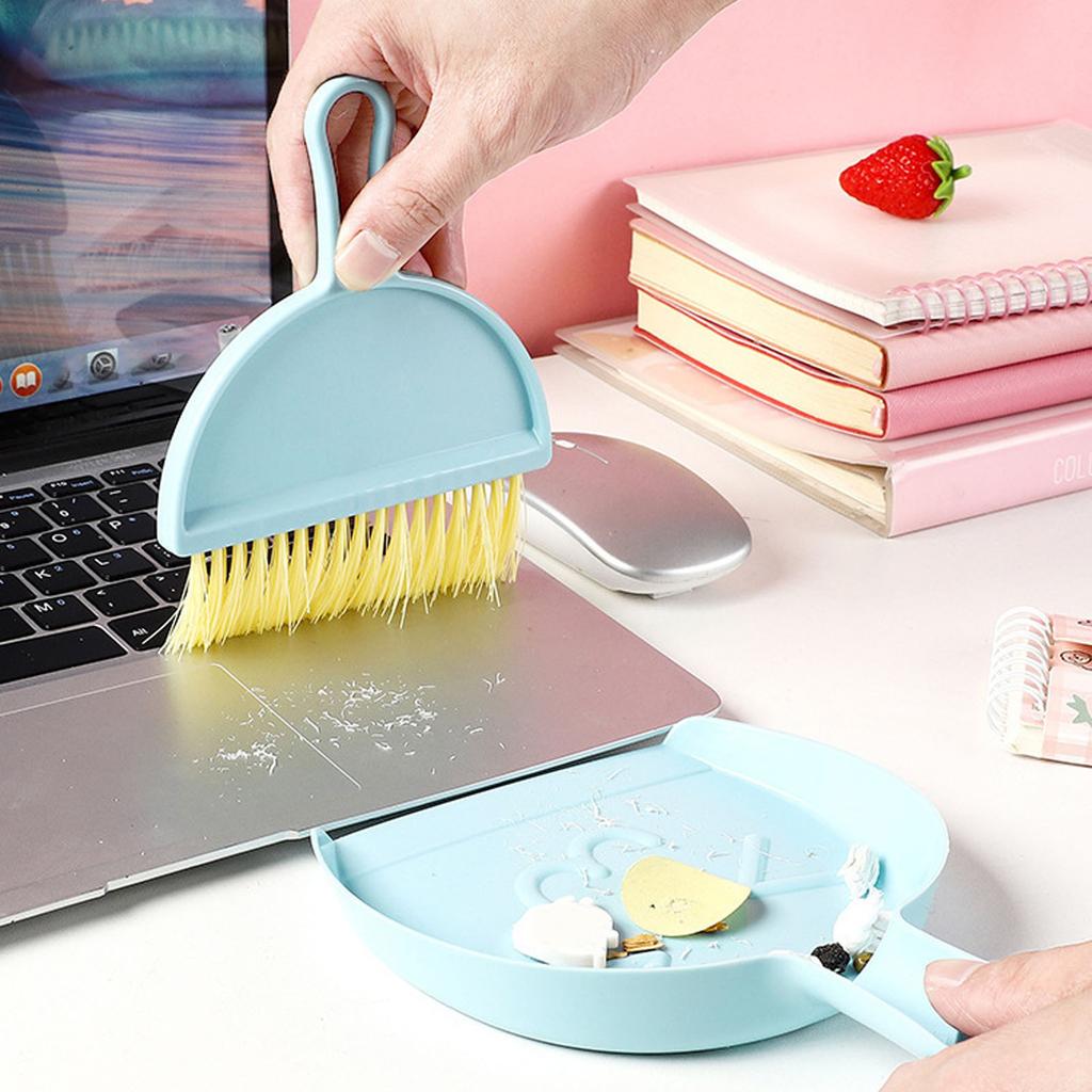 Dustpan Brush Set Compact Multifunctional Table Cleaner Small Broom Dust Pan for Keyboard Cleaning