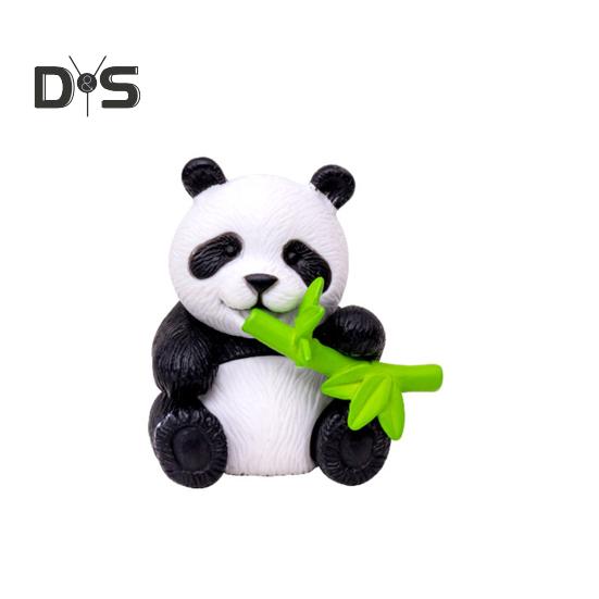 8Pcs/Set Bamboo Panda Figurine PVC Sitting Lying Lucky Panda Statue Sculpture Mini Animal Model Home Office Desktop Decoration Ornament