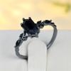 Luxury Female Zircon Stone Black Gold Color Wedding  Promise Love Engagement Rings For Women
