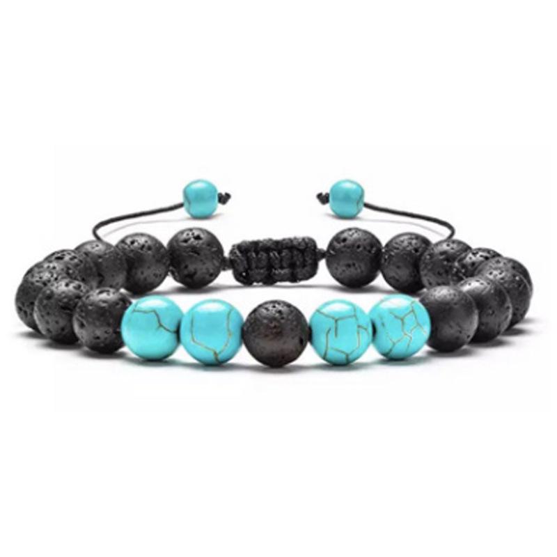 Multicolor Alloy & Volcanic Stone Yoga Bracelet with Turquoise & Tiger Eye Beads