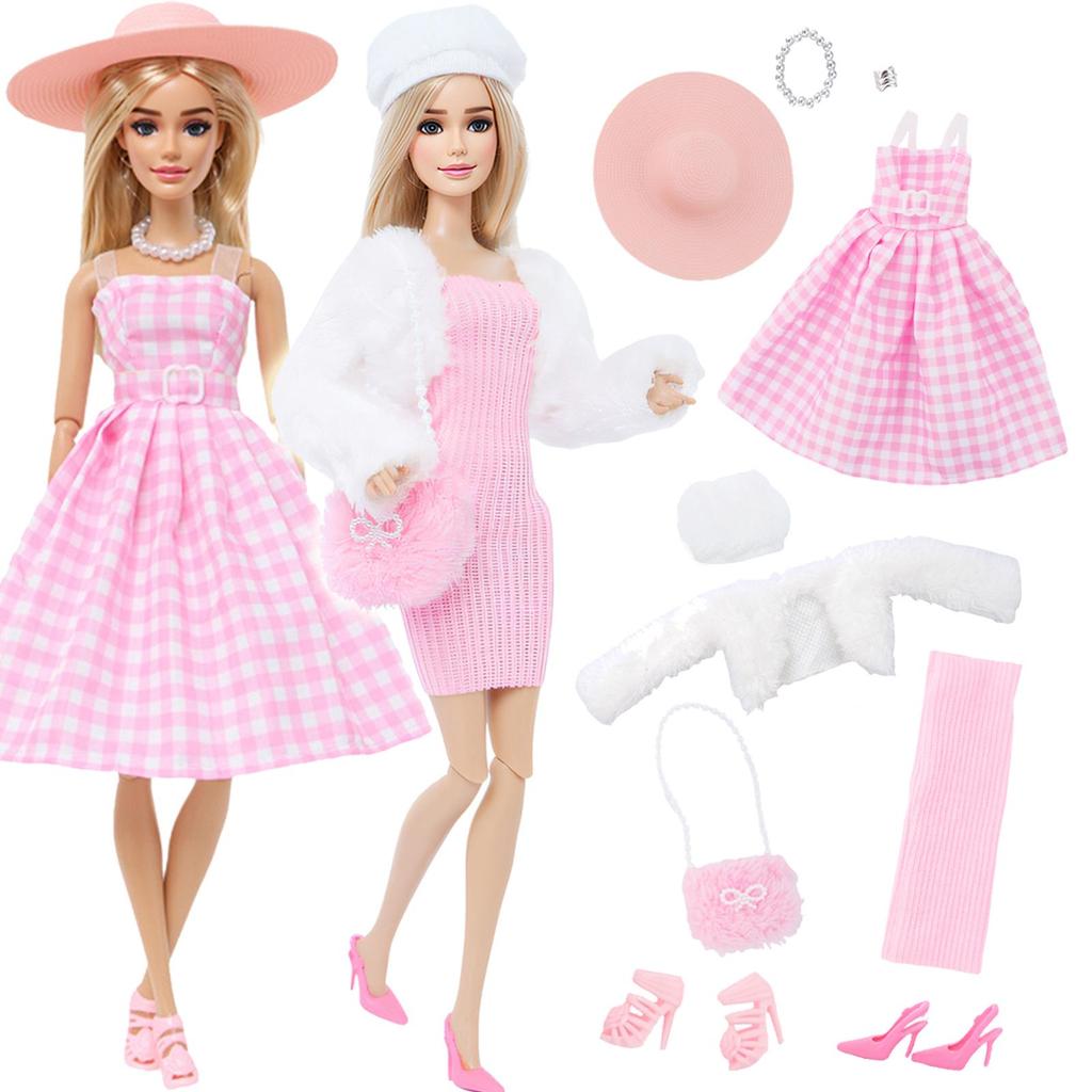 Pink Series Doll Clothes for 30cm Doll Princess Dress Outfits Shoes Necklace Bags Kids Accssories Toy Christmas Birthday Gift