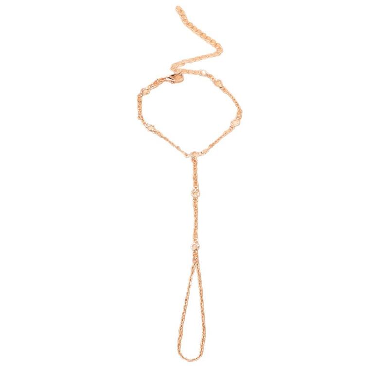 Light Luxury Round Rhinestone Bracelet For Women Simple Fine Bracelet Connet Finger Rings One-Piece Chains Jewelry Accessories