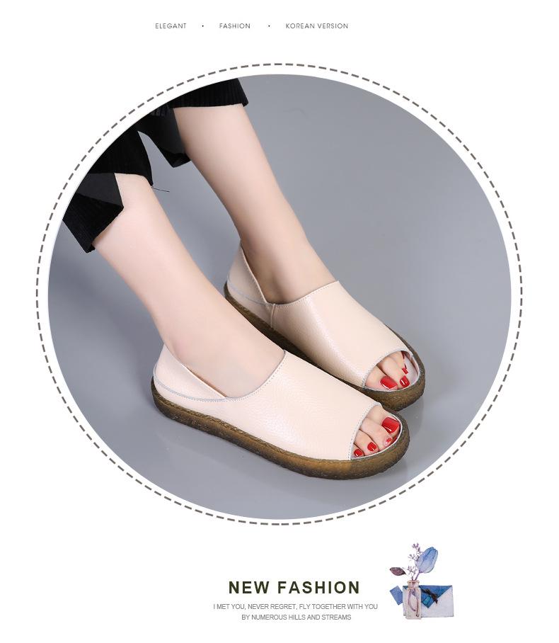 Genuine Leather Women's Korean Style Slip-On Shoes for Students, Expectant Mothers, and Mothers