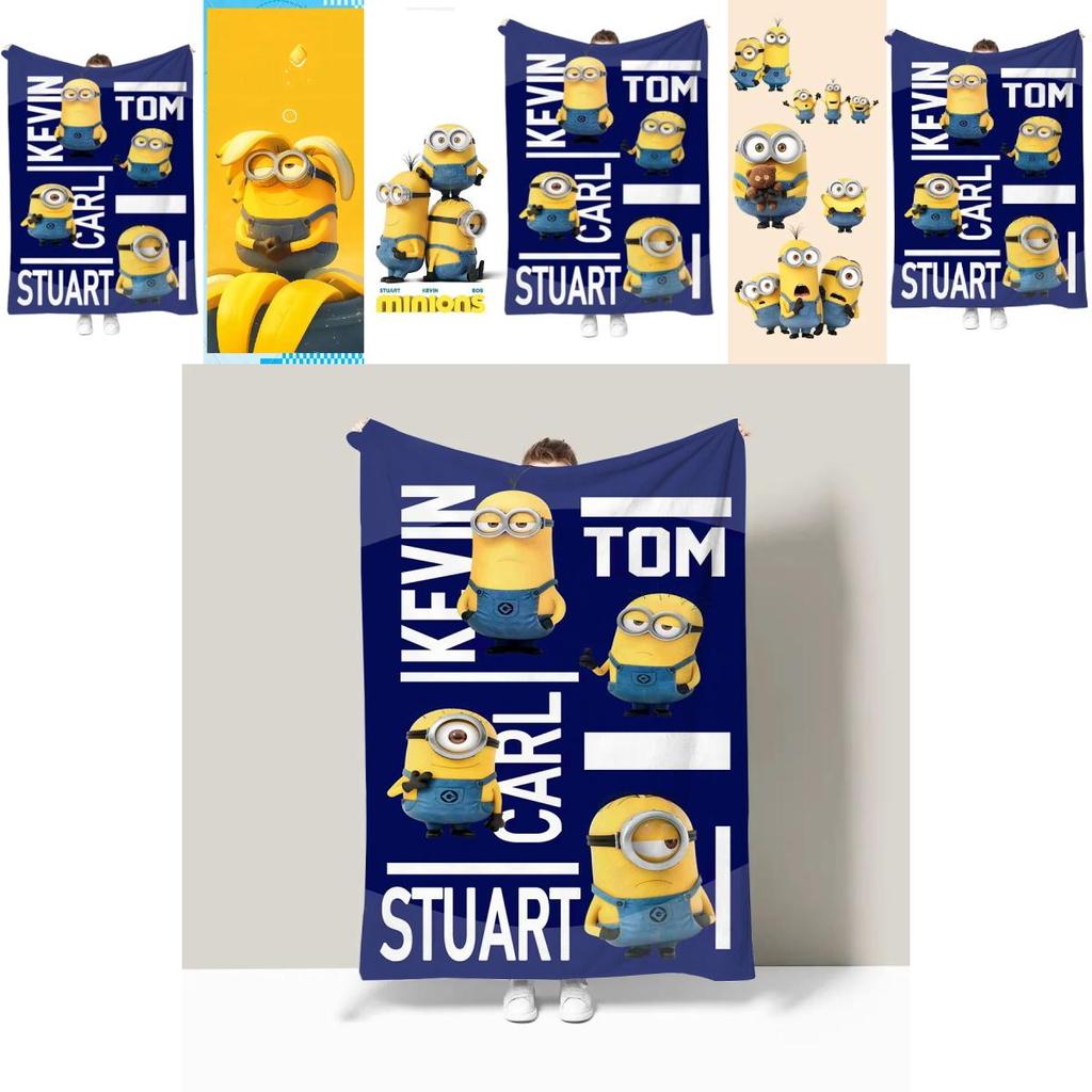 Minions Blanket With Geometric Pattern For Dorm Room And Office Comfort