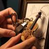 PU Leather Musical Instrument Keychain Creative Bag Pendant Mini Vintage Violin & Cello Keychain