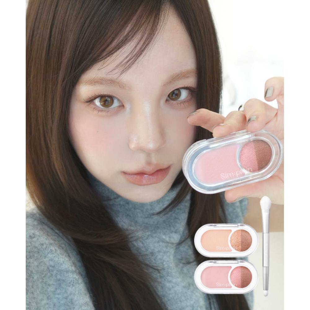 Sim Plain [new] [2pack] Glim On Eyes [free] Dual Shadow Brush 1p 006 washed pink/006 washed pink