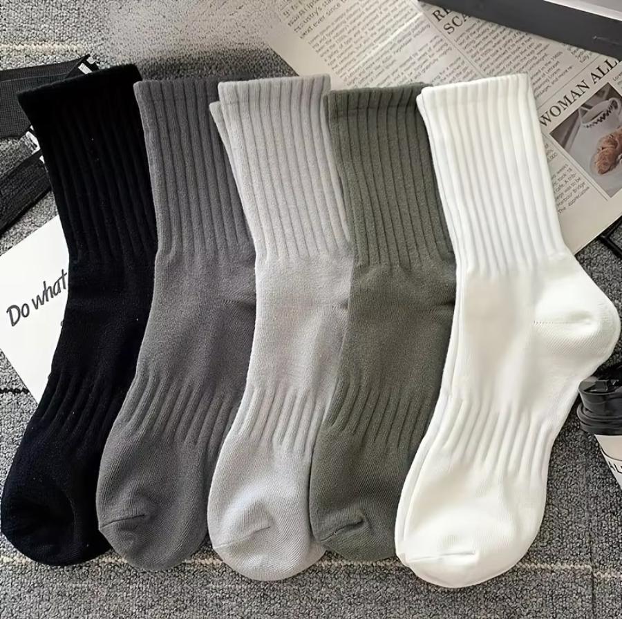 Men's Thick Warm Towel Socks 3 Pairs of Casual Solid Color Mid-calf Socks Winter Men's Socks