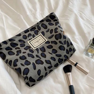 Grote Vrouwen Luipaard Cosmetische Tas Canvas Waterdichte Rits Make-up Tas Reis Wassen Make-up Organizer Beauty Case