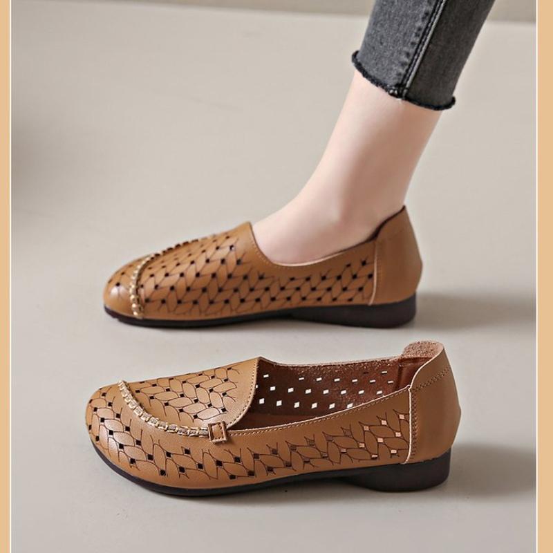 Fashion Spring Summer Women's Leather Loafers Casual Slip-On Shoes Woman Flats Soft Comfortable Female Footwear Mom Shoes