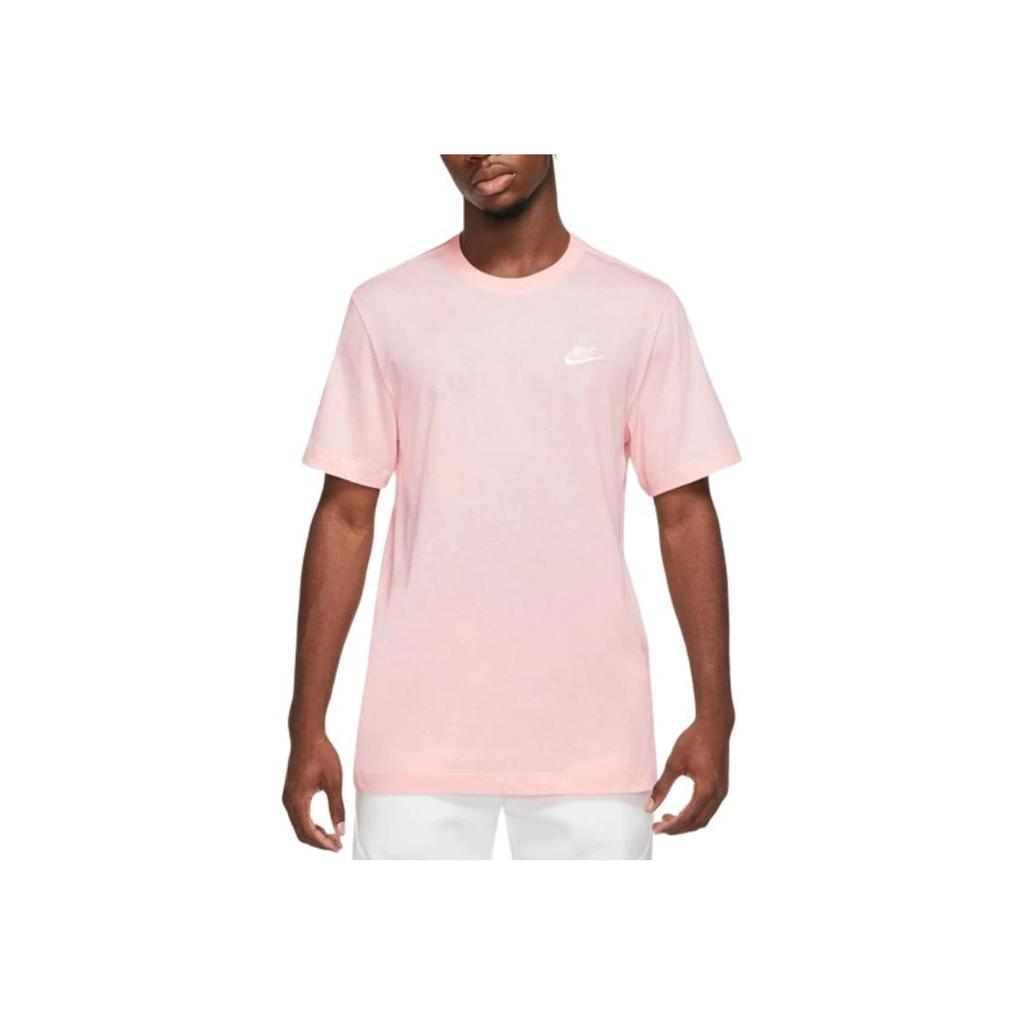Nike Logo Print Crew Neck Short Sleeve T-Shirt Men Tops Pink AR4999-686