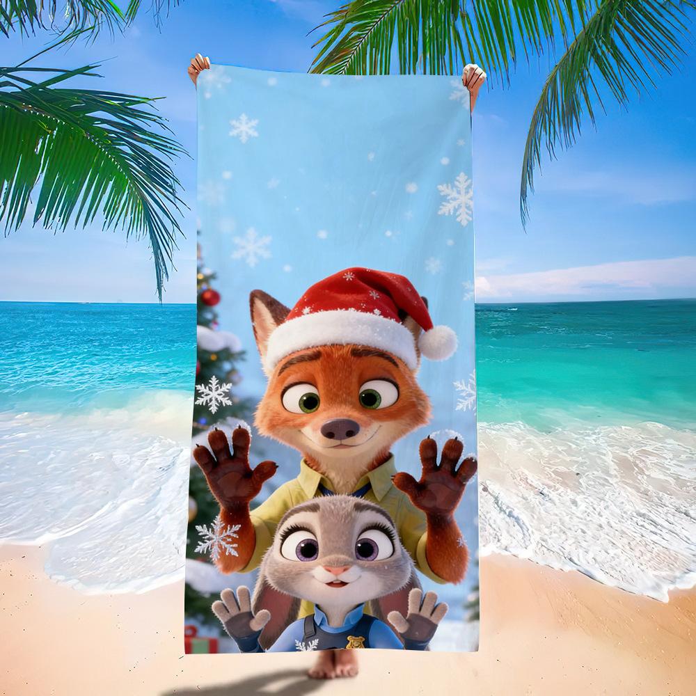 Zootopia Beach Towel Microfiber Bath Towel Kids Cartoon Week Judy Nick Quick Dry Towel