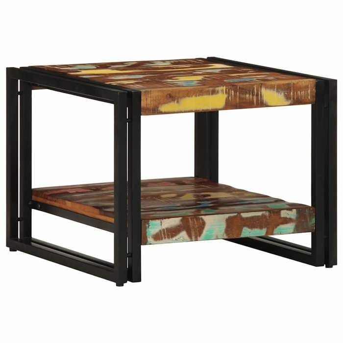 VidaXL Table basse multicolore 50x50x38 cm bois de récupération massif, table latérale, table de salon, table d'accent, bout 4102723