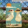 2D Flat 8×12 Inch Vintage Coastal Seagull Metal Sign - Whimsical Coastal Wall Decor, Aluminum Hanging for Beach House, Patio or Nautical Space, Gift
