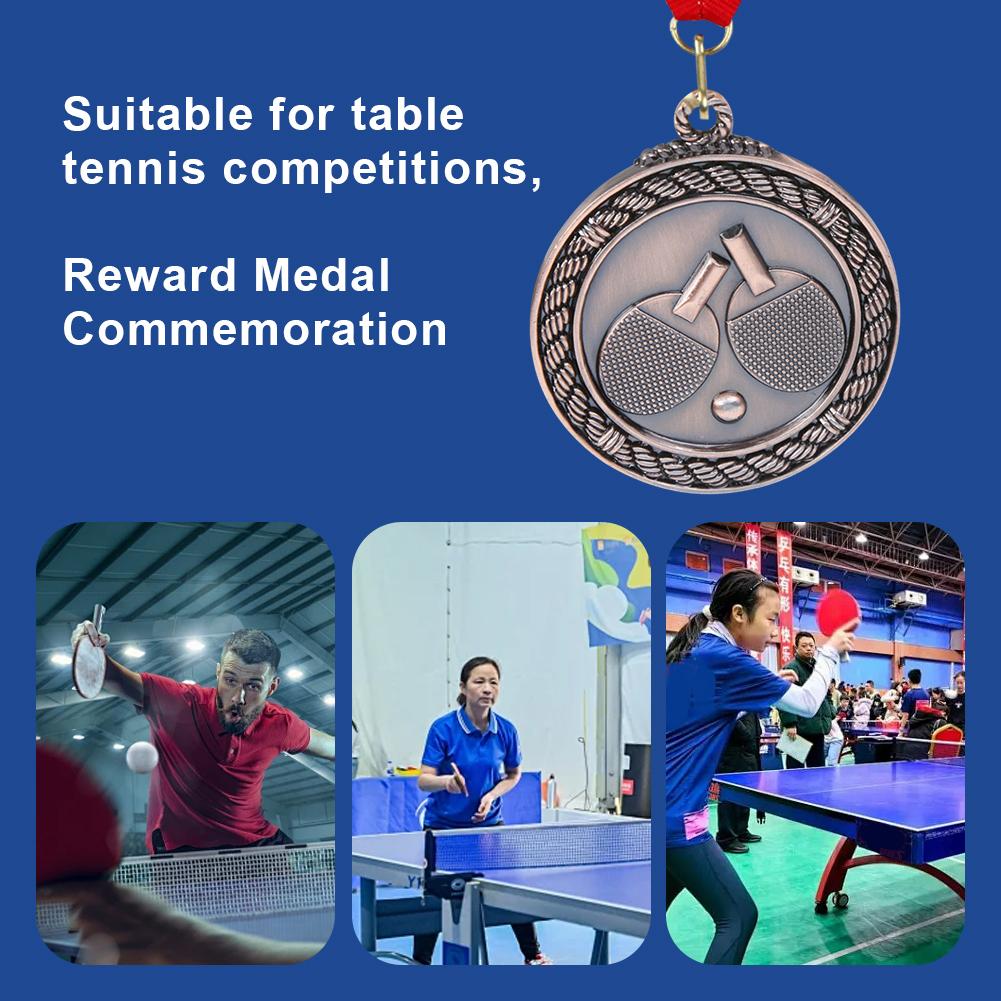 Medaglia da ping pong da 5 cm con nastro da collo per gare di feste (rame)