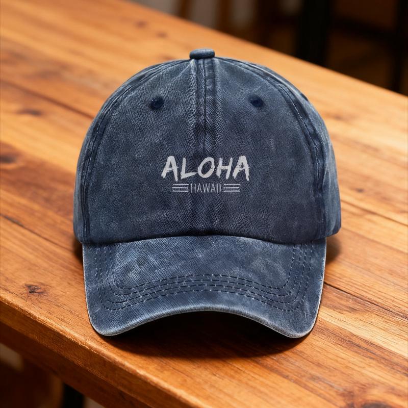 Freedom Outdoors Women's Black Trucker Hat For Men Aloha Vintage Washed Cotton Baseball Cap Adjustable Distressed Summer Beach Hawaiian Style Cotton Cap