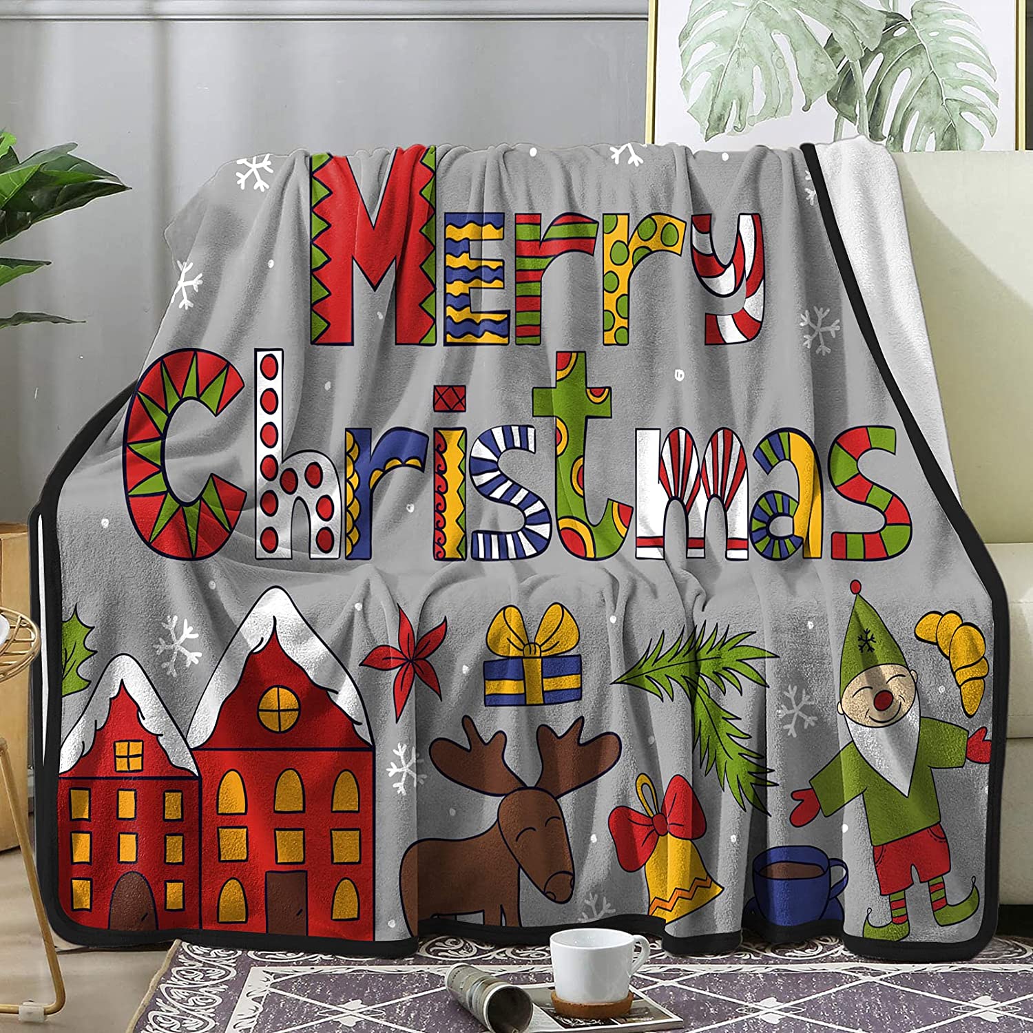 

Рождественское мягкое фланелевое флисовое одеяло с рисунком рождественского носка с изображением Санта-дерева, оленя, коричневого теплого уютного пледа для постельного белья, дивана 150x200cm