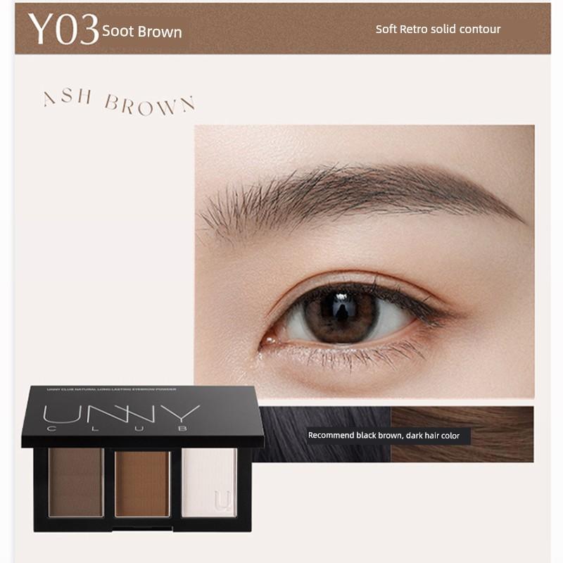 Unny Brow Powder Kit Three Colors Waterproof Sweatproof Fadeless Wild Eyebrow Female Eyebrow Cream Brown Eyebrow Pencil Distinct Look