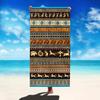 Colorful Ethnic Pattern Beach Towel, Vibrant Tribal Folk Art Quick-Dry Sand-Free Microfiber Bath Towels for Yoga Swim and Travel