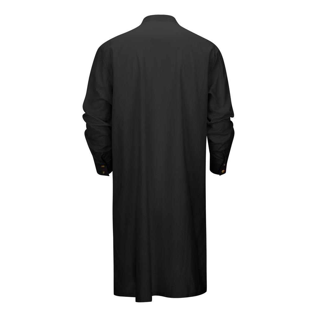 Heren Kaftan Thobe Knoopsluiting Casual Overhemden Lange Mouw Robe Katoen Linnen Moslim Gewaad Shirt