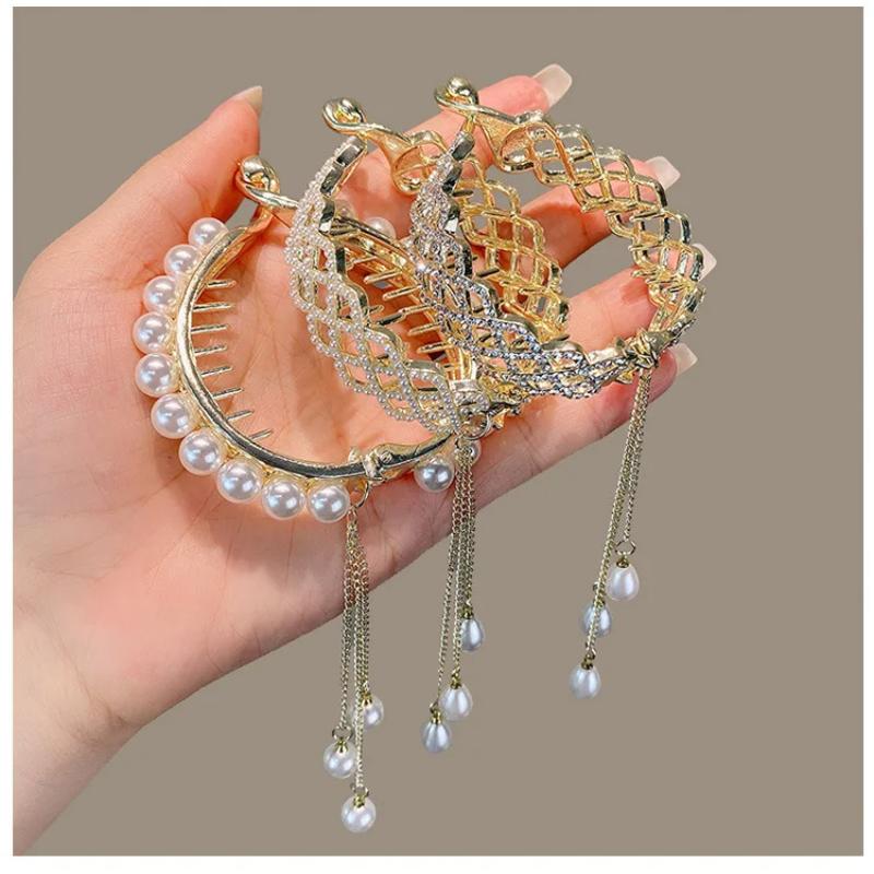 Acquista Nuova Fermaglio per Coda di Cavallo con Strass e Perle, Pinza a Presa Femminile, Accessori per Capelli per Bambine in Italia a partire da 3.2