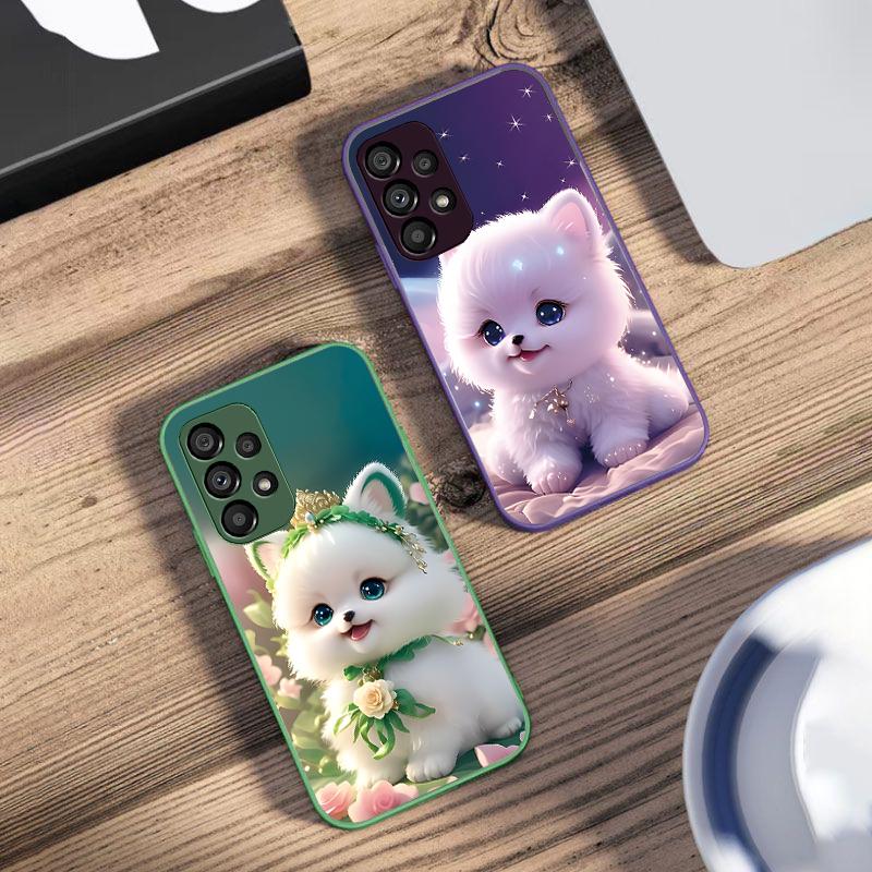 Cute Little Dog Green For Samsung Galaxy S10 4G S20 11E 30 S21 21Fe 22 S24 Pro S23 Ultra 5G S8 S9 Tempered Glass Phone Case
