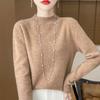Fashion Wool Sweater Women's Mock-Neck Knitwear Cashmere Pullovers Autumn Winter Long Sleeve Jumpers Clothing Tops