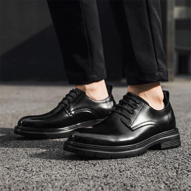 

Модная кожаная мужская обувь на шнуровке оксфорды дерби с принтом туфли для костюма класса люкс офисная деловая мужская обувь 44 чёрный