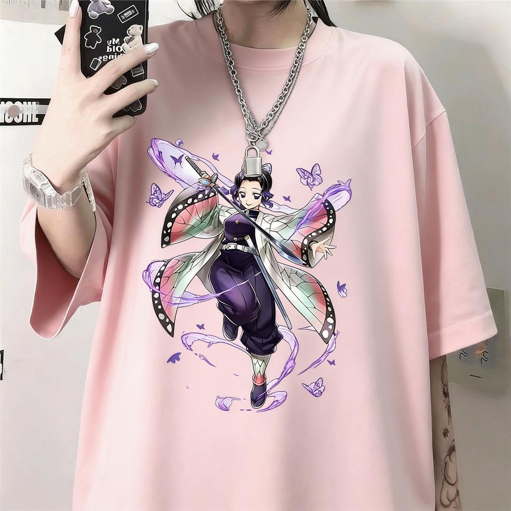 Summer Shinobu Anime Printed T-shirt Oversized Men Women Fashion Y2K Loose Casual Parent Child Top Harajuku Style